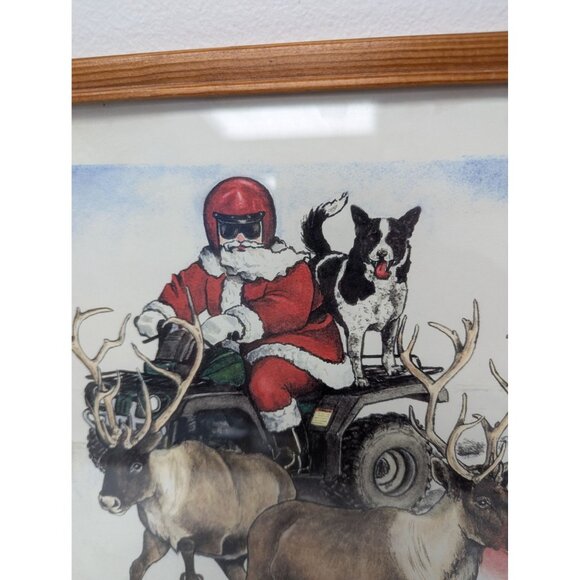 Jane McClure Jane's Prints Santa Claus on ATV Rudolph Country Framed Print - Picture 2 of 5